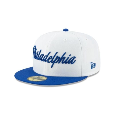 White Philadelphia 76ers Hat - New Era NBA 2019 NBA Authentics City Series Holiday Pack 59FIFTY Fitted Caps USA9078356